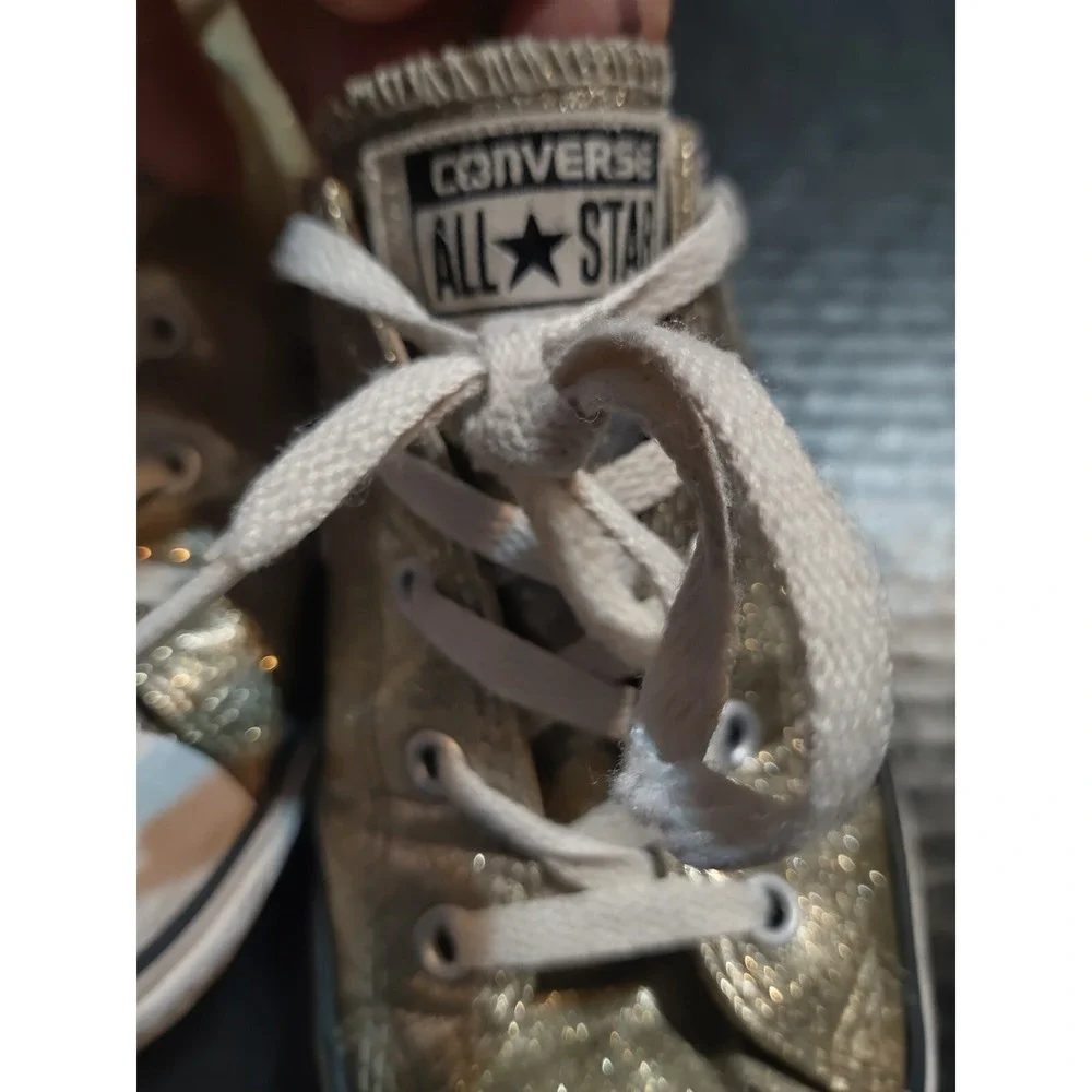 Converse All‎ Star Tennis Shoes Gold Glitter Juniors Size 4 Womens 5.5